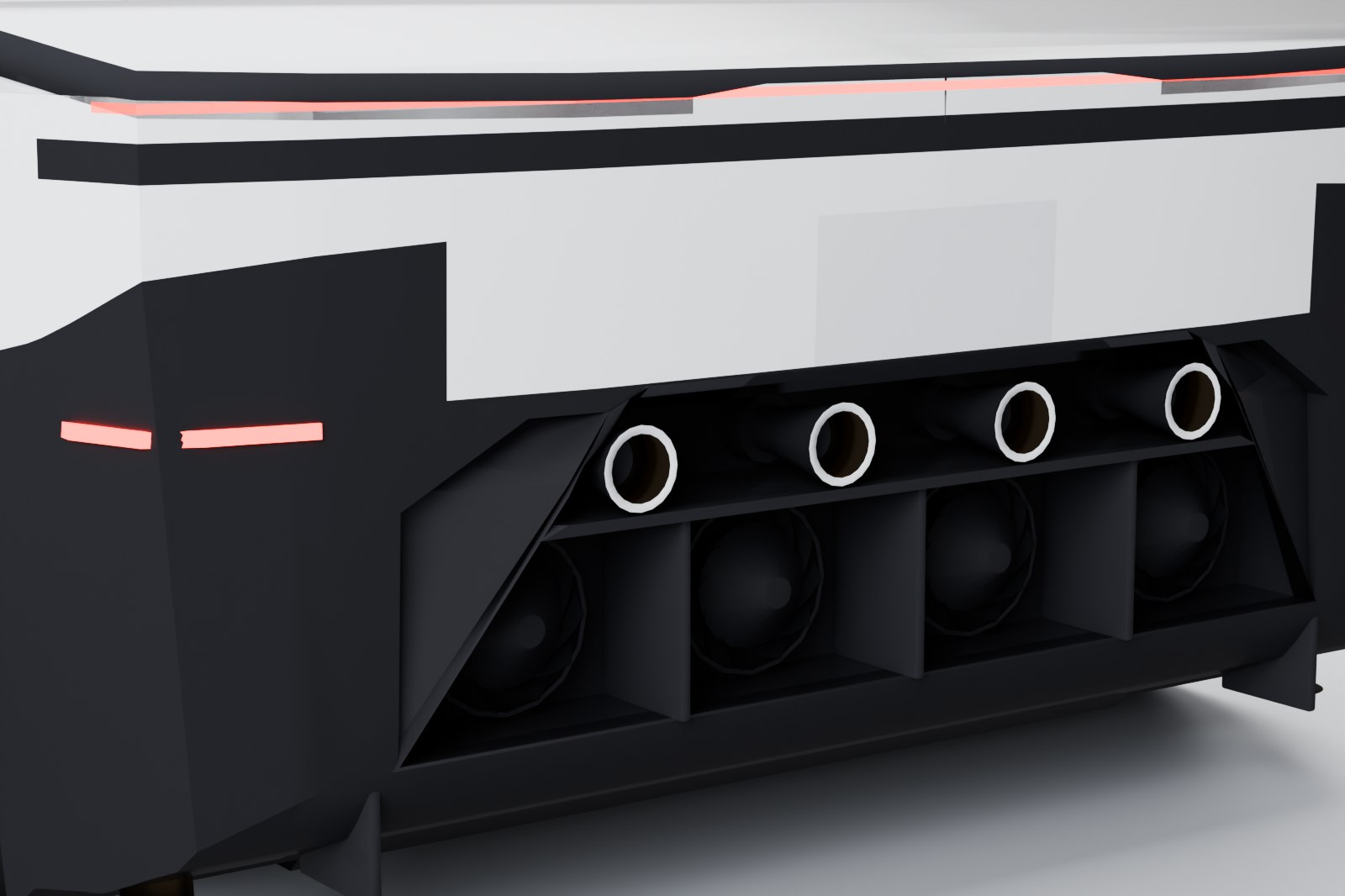 Detail: the four rear thrusters above the diffuser
