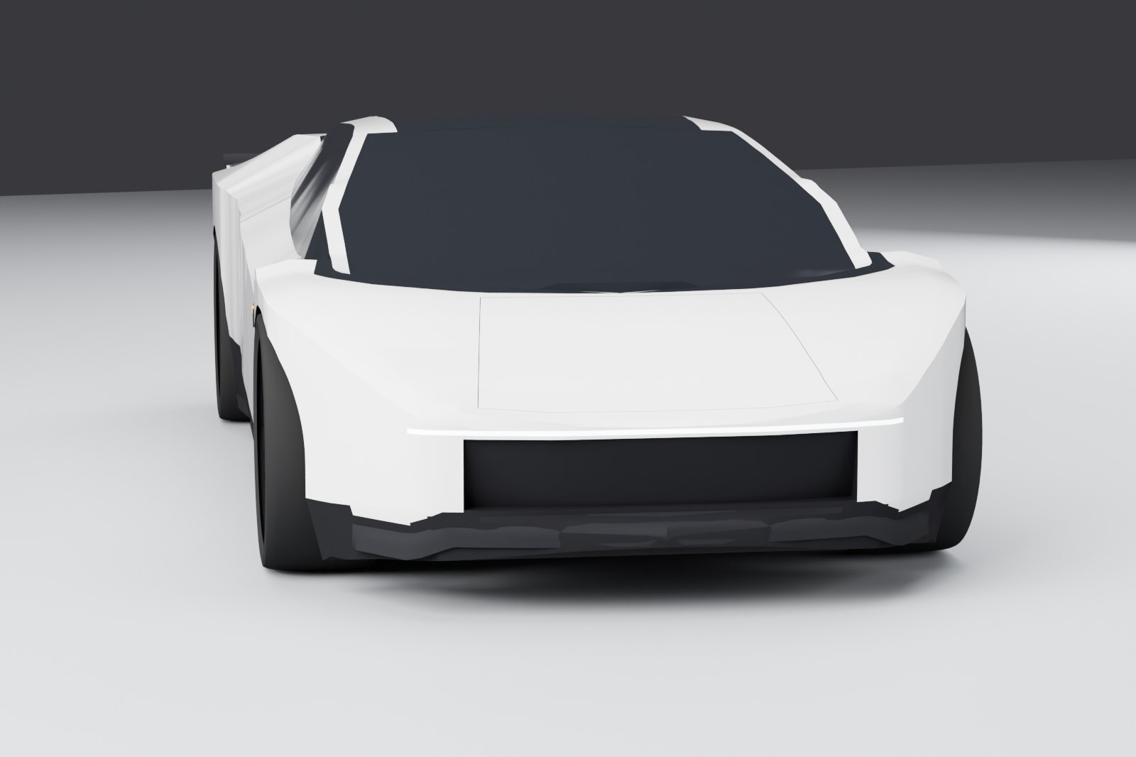Front view: the light bar above the black nose, and the lip