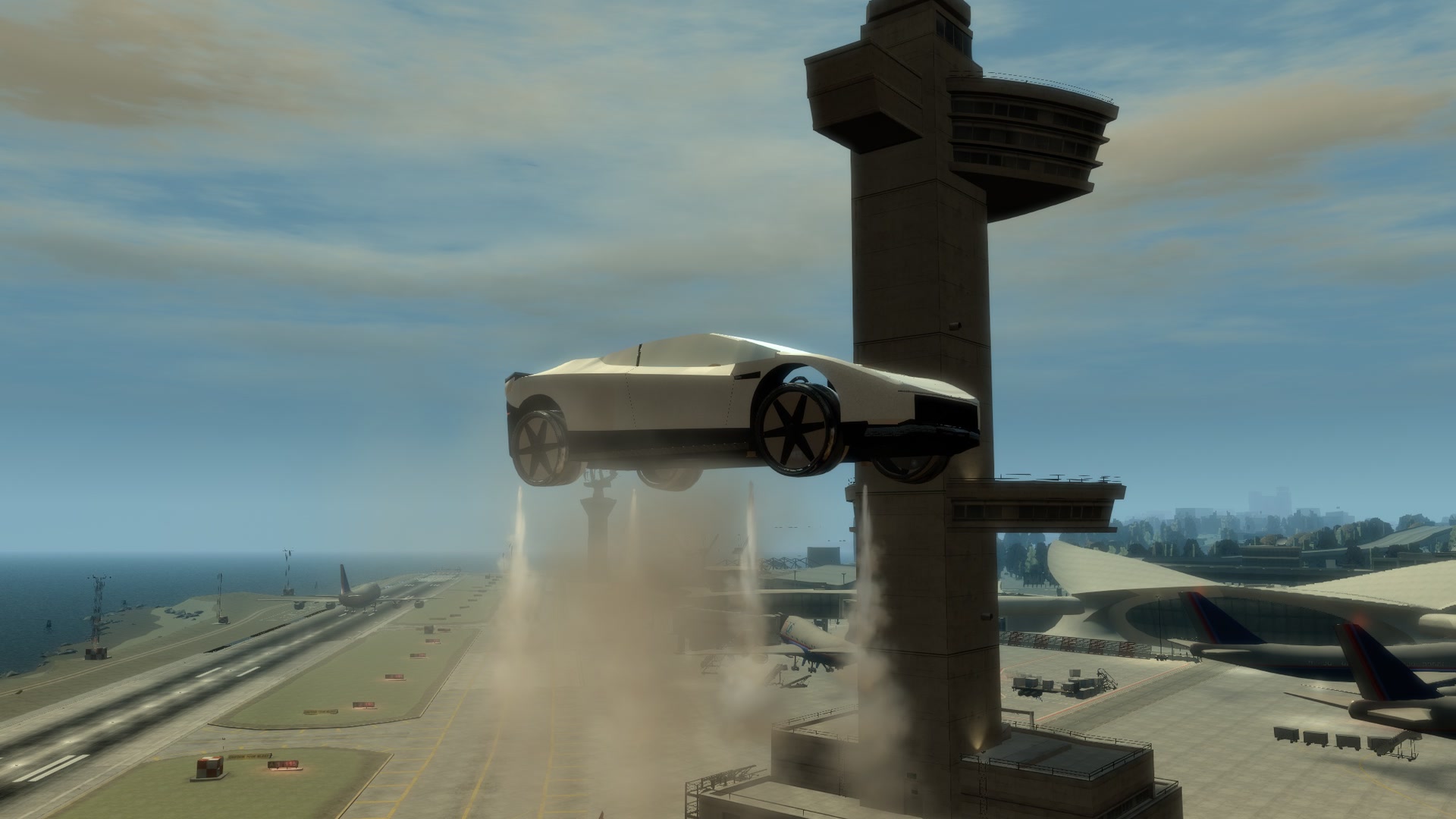 Roadster X hovering beside the airport control tower in GTA IV