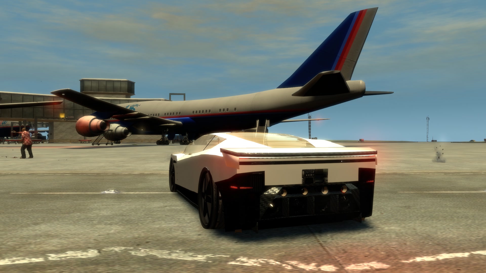 Low rear view on the apron