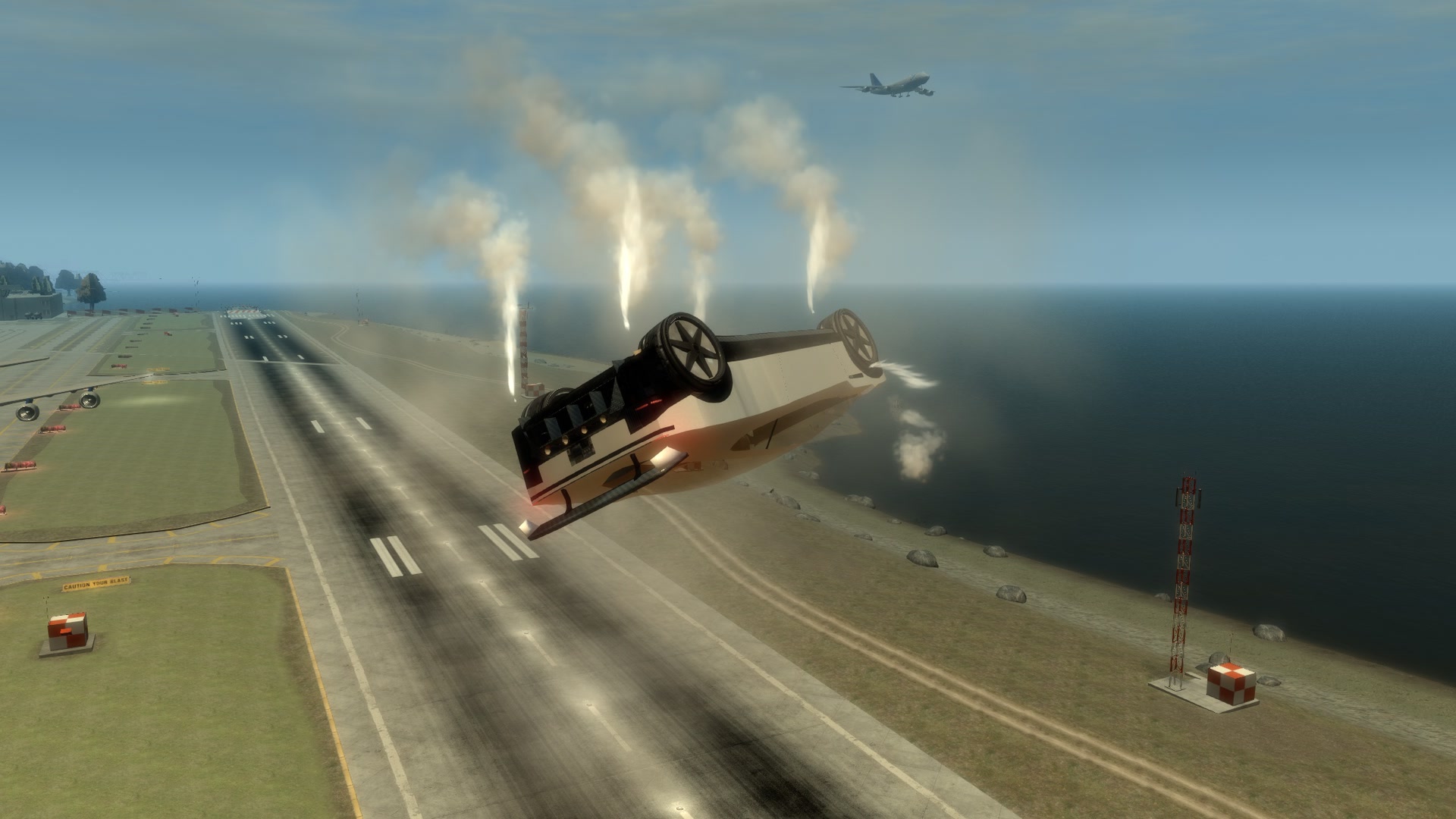 Barrel roll, upside down over the runway