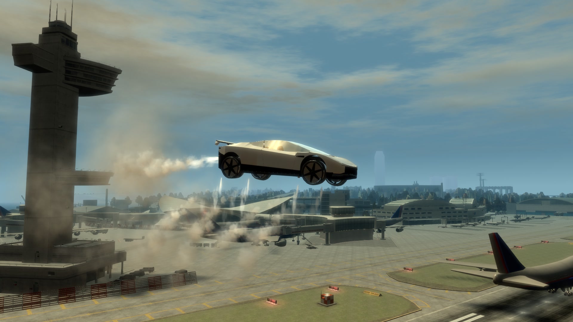 Hold R in the air: rear thrusters boost it forward