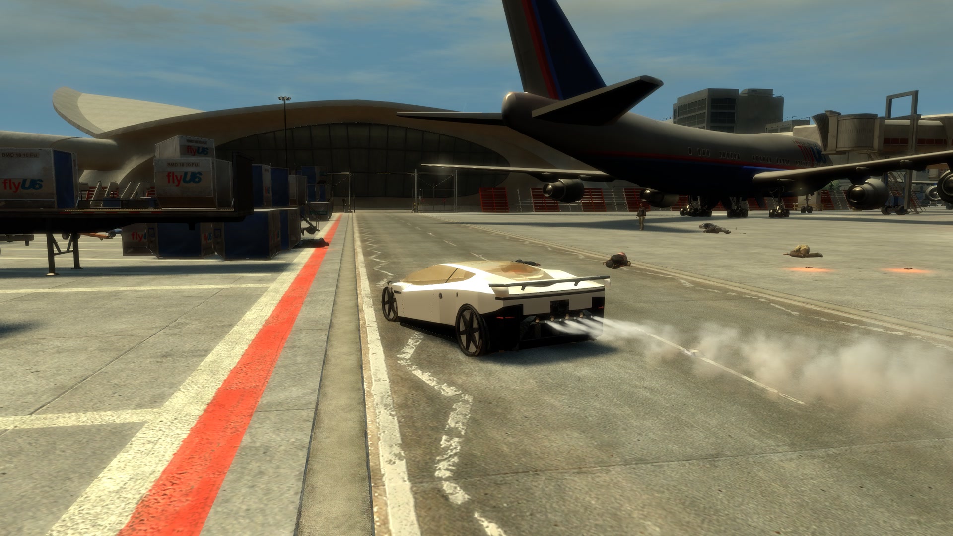 Ground boost (hold R) across the apron, wing deployed