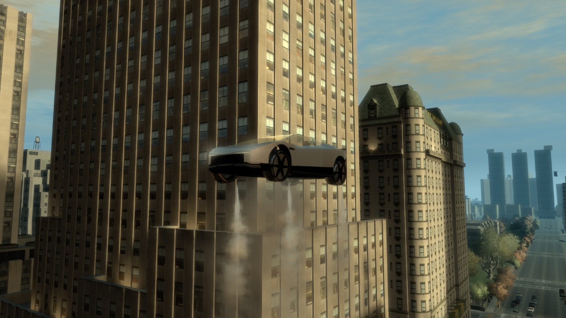 Hovering between the skyscrapers