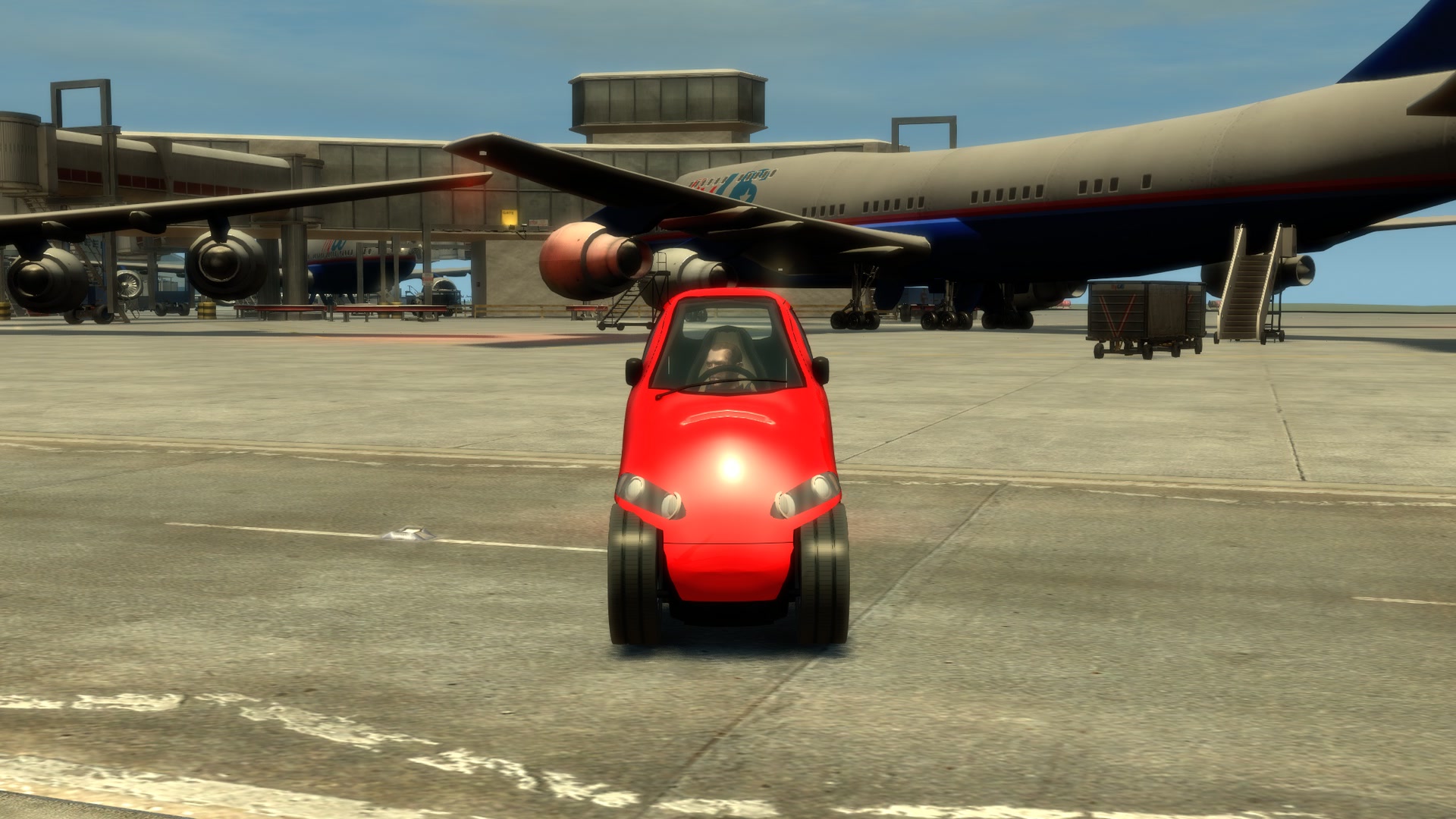 Head-on: under a metre wide, a 747 behind