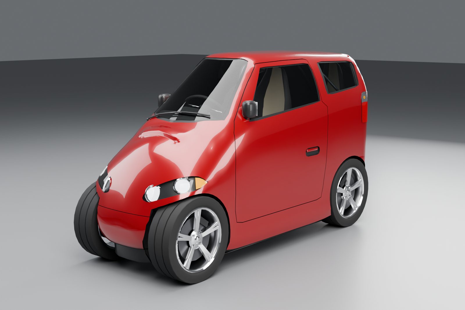 Original model render of Tandem T6, a narrow tandem-seat electric car